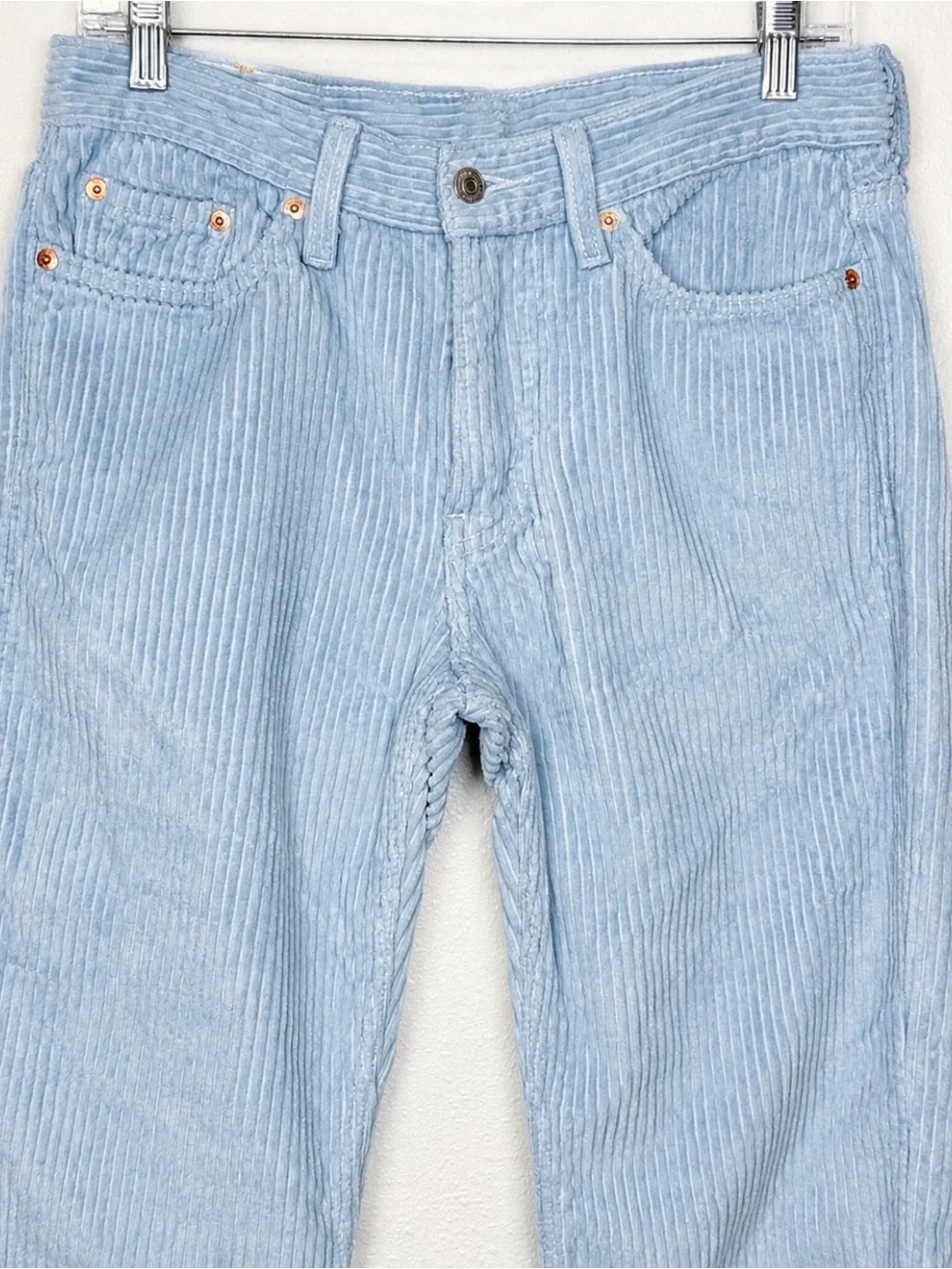 Levis 514 Corduroy Pants Men 30x32 Light Blue Wide Wale Straight Leg Cords Read